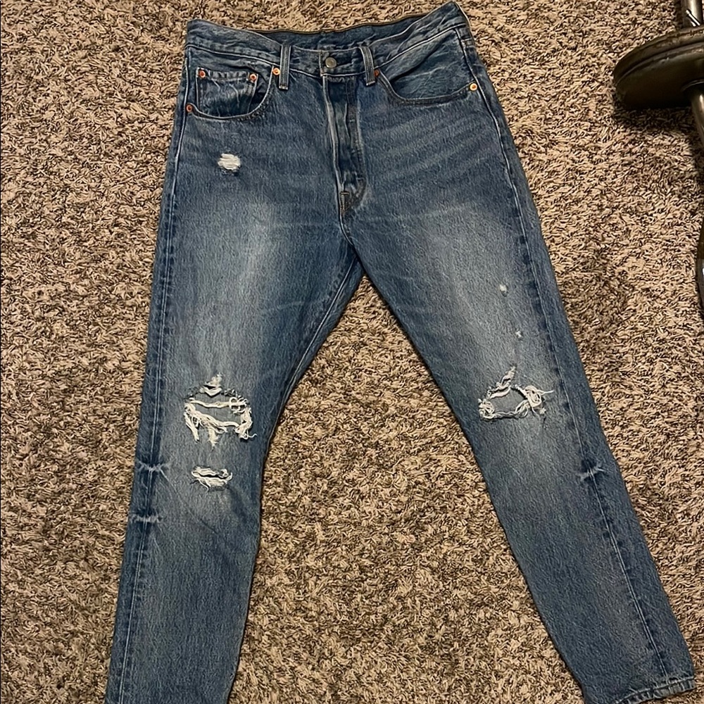 Levi's 501 Skinny Jeans with Distressed Knee Rips